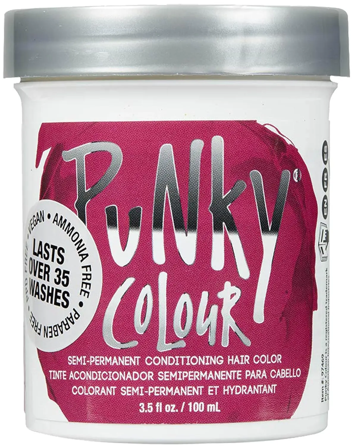 Punky Colour Rose Red Semi Permanent Hair Color Cream - Vegan, Cruelty-Free, Keratin-Infused Haircare Dye, 3.5 fl oz Silky Conditioning Formula, Lasts Up to 35 Washes