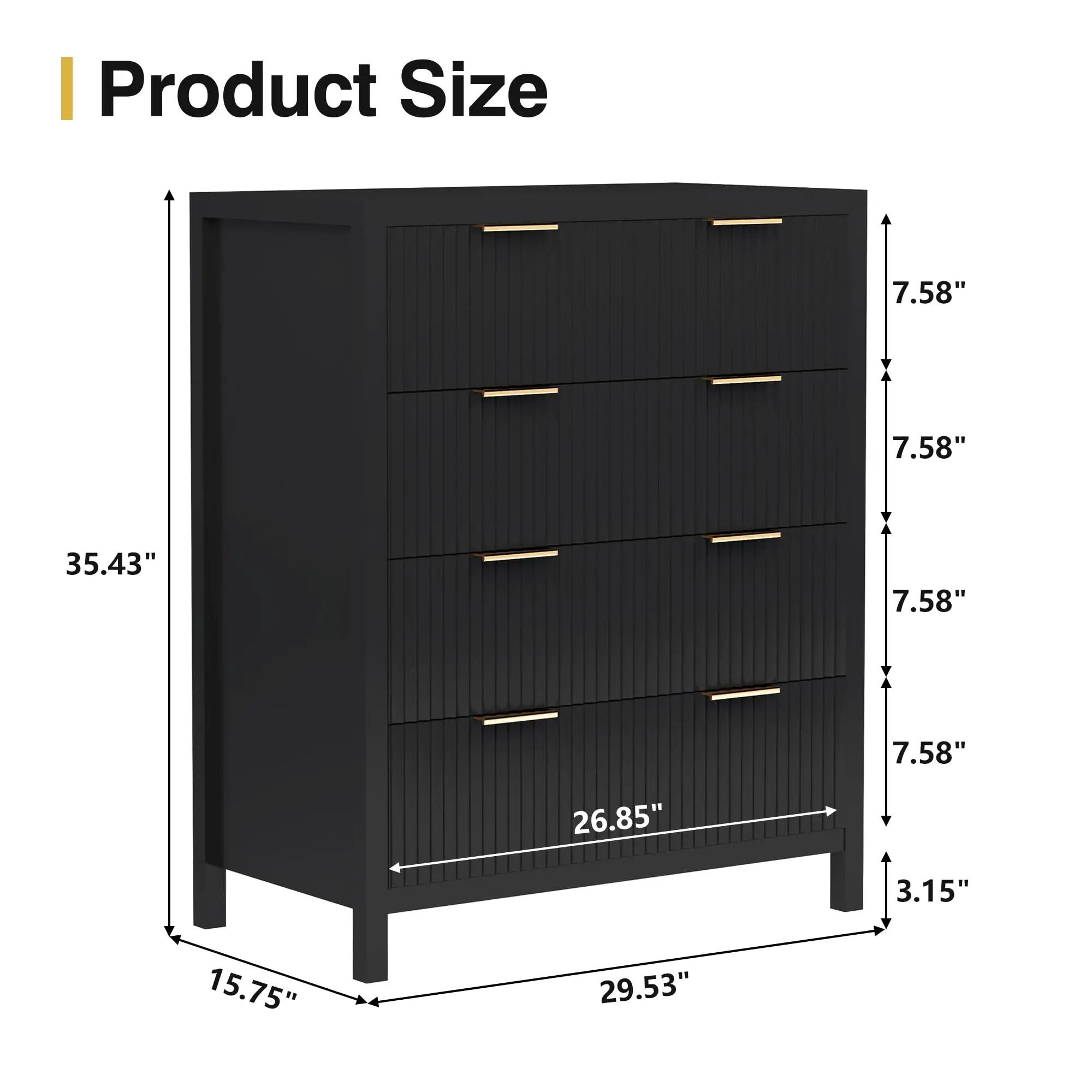 Black 4 Drawer