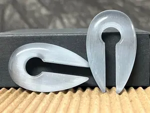 PAIR Grey Cat Eye Keyhole Hanger Ear Weight Plug Gauge Tunnel Gray Stone Gauges