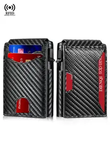 New Outings in Spring and Summer Travel RFID Blocking Business Bank Credit Card Holders Magnetic Carbon Fiber Pattern Smart Wallet Slim Thin Card Case Minimalist Wallet Purse Walet Bag,Daily Use,Gift for Men,Valentine's Day