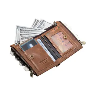 1pc Short Genuine Leather Wallet, anti scanning protective money clip, RFID Theft Proof, multi functional card holder, compact coin purse integrated design, stylish everyday pouch for young adults, portable practical accessory for daily commuting