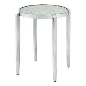 Modern Round End Table Sofa Side Table for Living Room Bedroom, Small Coffee Table, Modern Furniture for Small Spaces, Silver