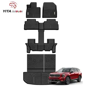 YITAMOTOR Fit for 2020-2025 Kia Telluride 7&8 Seats Floor Mats & Trunk Mat with Backrest Mat, All Weather TPE Waterproof Floor Liners Fit for Kia Telluride Accessories Back Seat Protector