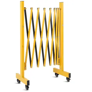 GARVEE 11FT Heavy Duty Expandable Metal Barricade Gate with Wheels, Folding Safety Barrier for Traffic and Crowd Control, Retractable Driveway Guard Ideal for Construction and Events (Yellow & Black)