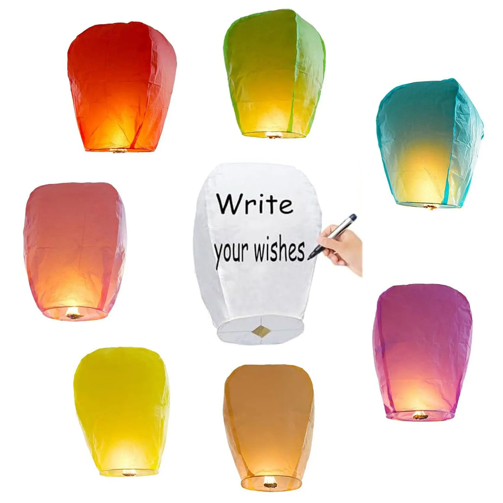 Sky Lanterns Environmental Friendly 100% Biodegradable Material, 20 Pack Floating Paper Lanterns Unforgettable Memory for Wishing Wedding Birthday Party