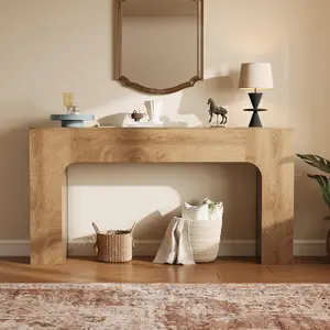 Garvee 63 Inch Farmhouse Long Console Table, Wooden Sofa Table for Behind Couch, Entryway Furniture for Living Room or Hallway,Foyer Accent in Ring Oak