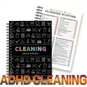 Adult Women's Adhd Cleaning Planner, Cleaning Schedule & Checklist Organizer, Daily Weekly Monthly Tasks, Editable Chore List Notebook