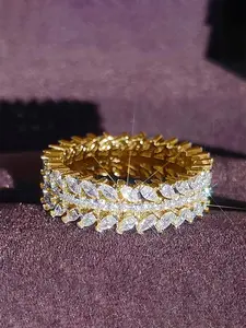 Elegant Rhinestone Decorated Leaf Design Ring, Statement Rings, Fashion Accessories for Women for Party, Daily Clothing Decor, Trendy All-match & Exquisite Cubic Zirconia Jewelry for Gift, Statement Multi Ring