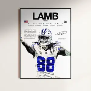 CeeDee Lamb Poster, Wall Print, Football , Poster Print, Sports Decor, Dallas Poster, Football Gift, Poster Gifts, Gift For Fan - Unframed