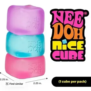 Needoh Nice Cube Squeeze Toy - Stylish Sensory Stress Relief for Kids Ages 3+ - Soft & Firm Texture - Shape Retention - Pink Purple Blue Colors - 100% Authentic US Seller Fast Shipping