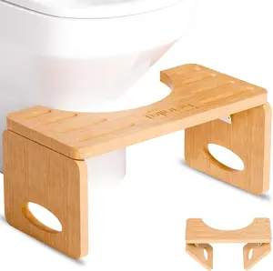 Squatty Potty Simple Curve Toilet Stool Foldable Bamboo Design with Non-Slip Strips for Safety and Stability Perfect Height 7 Inches for Adults and Kids