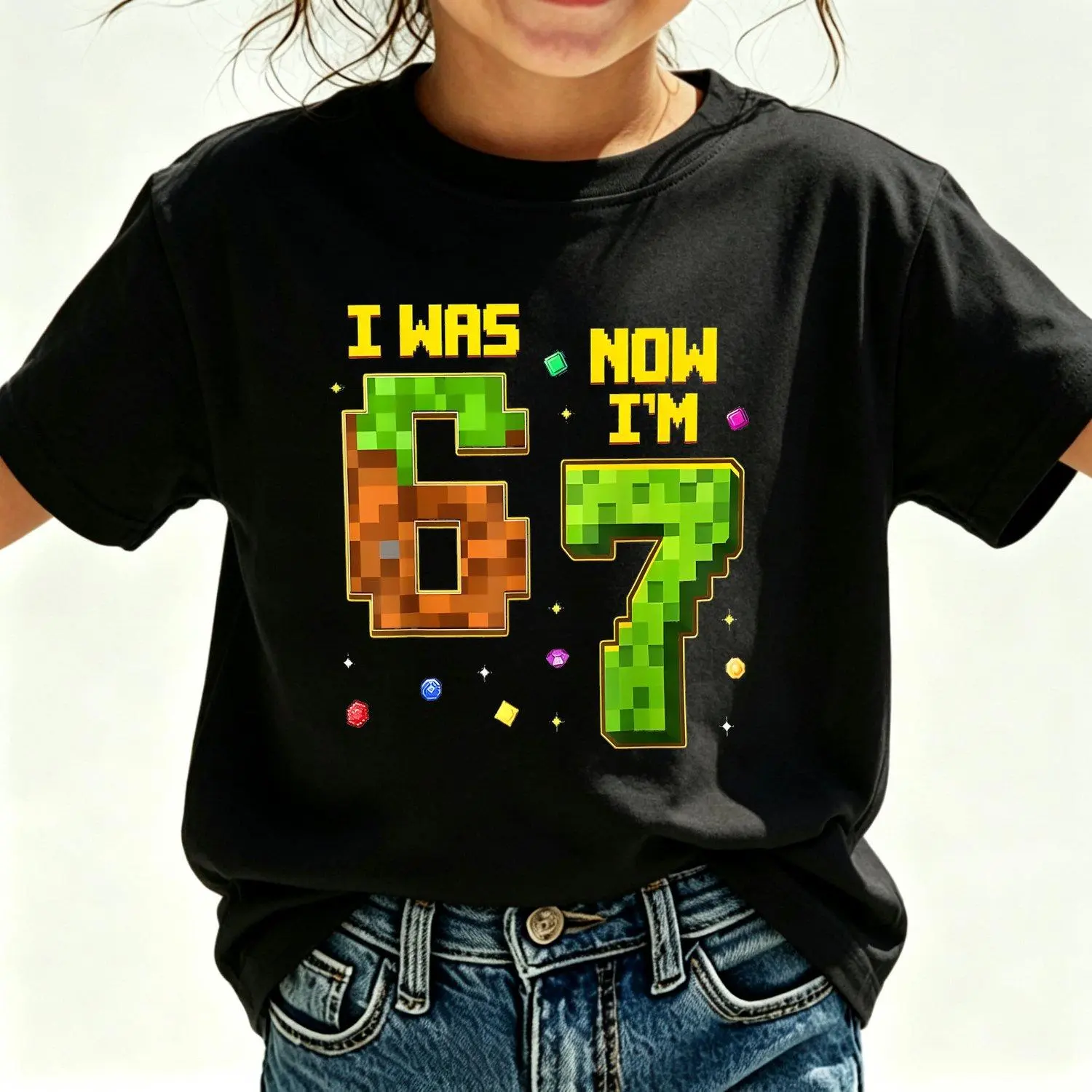 Girl's Sports T-Shirt, 7 Meme Novelty Graphic Kids' Sportswear Top, Cute Trendy Cool Tee for Sports & Outdoor Activities