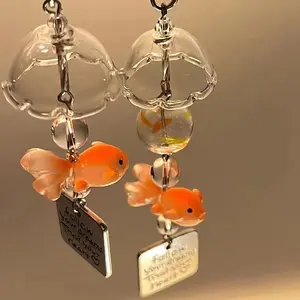 Colored Bead Phone Pendant Cute Kawaii Keychain Backpack Pendant Style Goldfish Pendant