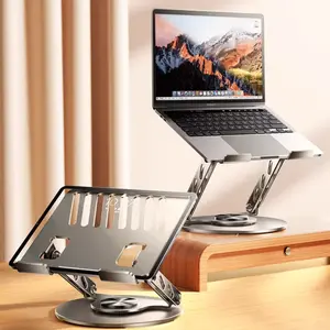 360° Rotating Laptop Stand for Desk, Foldable Adjustable Aluminum Alloy Laptop Riser for Up to 17 Inch Laptops, Heavy Duty Metal Notebook Holder Supports 22 lbs, Ergonomic Cooling Stand for Home Office, Work, Gaming, Travel,Mother’s Day Gifts for Women