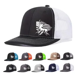 Deer Mountain American Flag Trucker Hat – Adjustable Mesh Baseball Cap for Men, Breathable Outdoor Hunting Fishing Sports Sun Hat