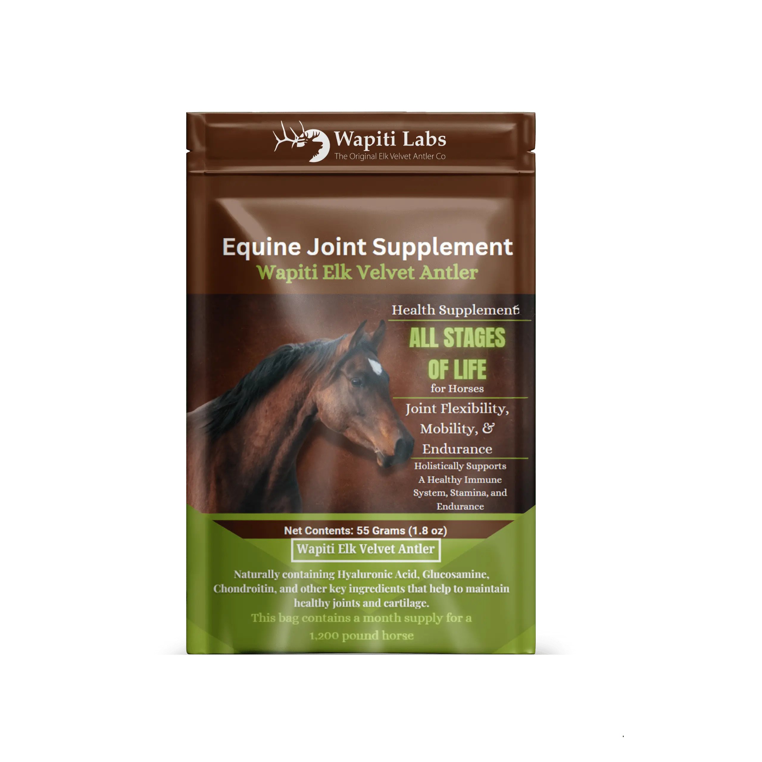 Wapiti Labs Equine Joint Supplement - 100% Elk Velvet Antler Powder for All Stages of Life - Supports Joint Flexibility Mobility & Endurance - 15 Grams