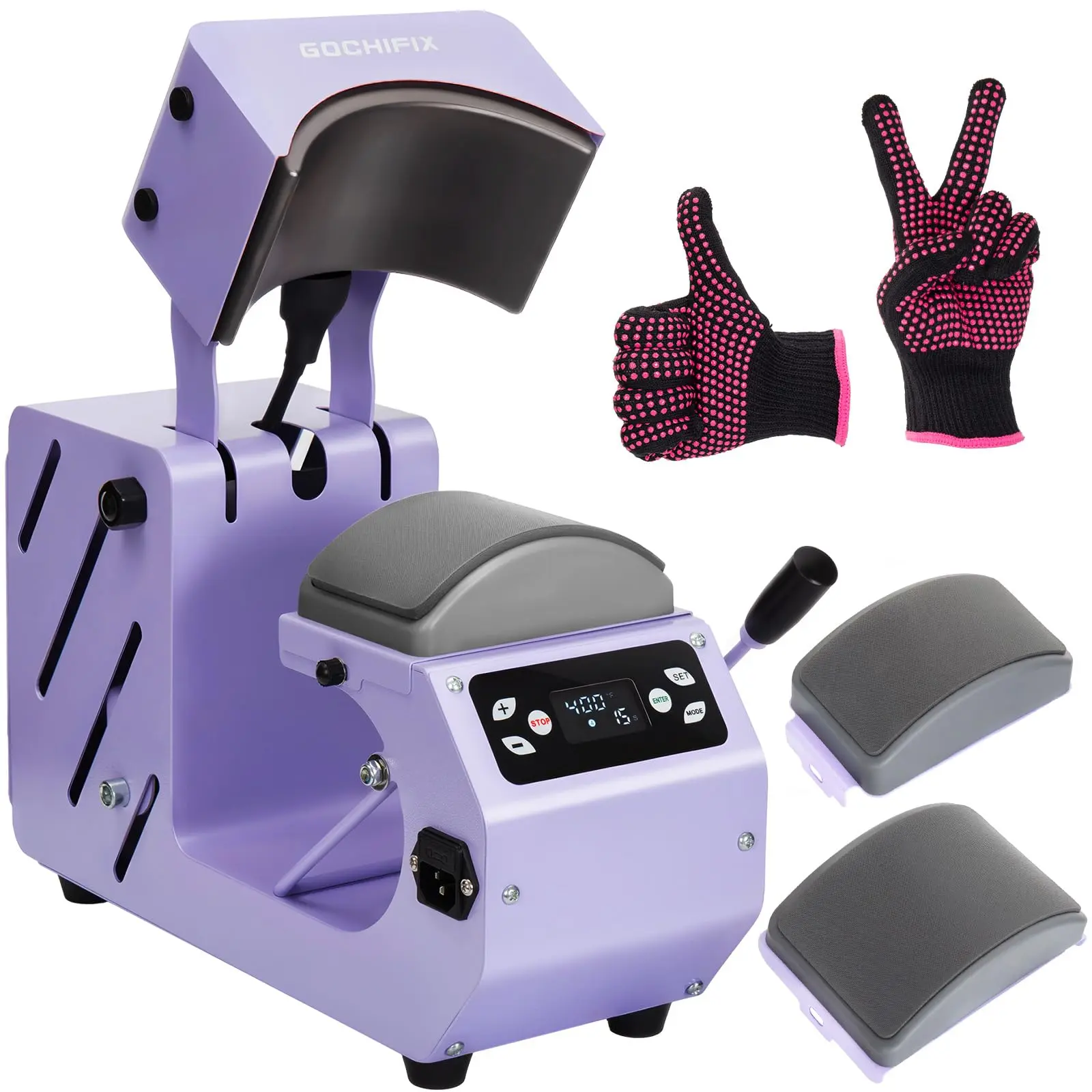Auto Hat Heat Press Machine with Compact Ironing Systems, Automatic Open/Release, 4 Memory Modes, Precise Temp-Timer Control, 6.54"x3.84" Curved Heat Plate, Hat Stretcher for Caps, Sublimation, Vinyl, Gifts, 2 Interchangeable Hat Pads