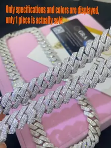 Hiphop Style Full Diamond 20mm Cuban Chain, Silver Color Luxury Necklace,Ice Drill Gemstone, Copper Chain, Anniversary Gift Jewelry