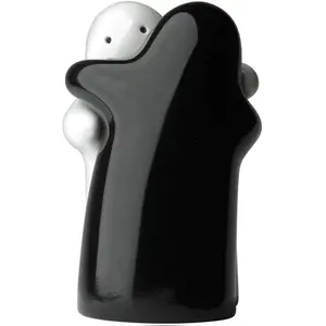 Cute Hugging Salt and Pepper Shakers Set - Black & White Ceramic Couple Figurines with Rubber Stopper for Easy Refill - Modern Vintage Design - Perfect Gift for Any Occasion Kitchen Seasoning Utensils