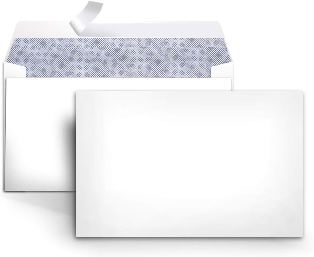 3/4 Security-Tinted Self-Seal Envelopes for Home & Office, White, 100-Pack