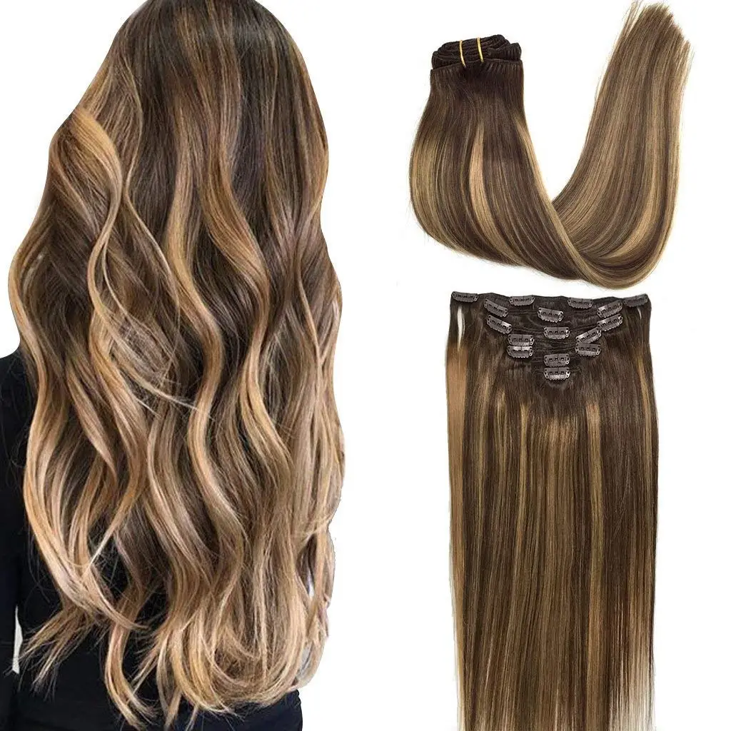 GOOGOO Hair Extensions Clip in Human Hair Natural Straight Easy To Style Soft TikTokShopfalldealsforyou
