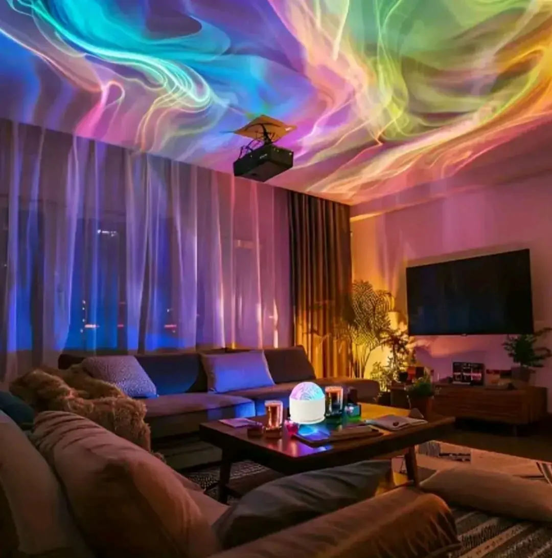 2 Scene - Ocean Wave & 3D Water Ripple Projector Light - 16-Color Round Lamp with Control, Relaxation & Romantic Night Ambience TikTokShopFallDealsForYou