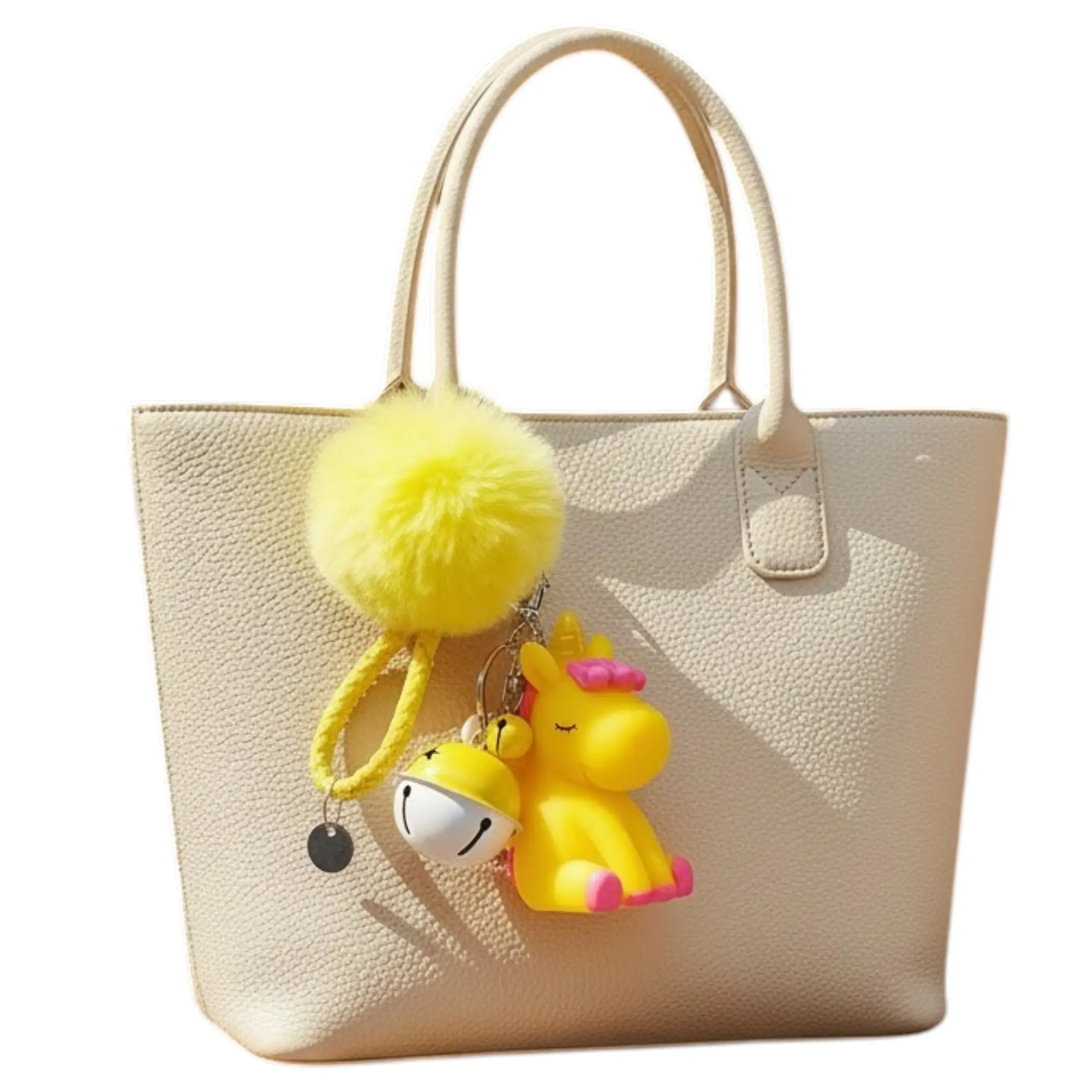 Unicorn PVC Keychain Pendant - Fuzzy, Stylish, Soft Pompom & Bell Accessory with Plush Texture for Keys, Bags - Ideal Gift for Unicorn Enthusiasts, Fuzzy Keychain, Trendy Cute Keychain