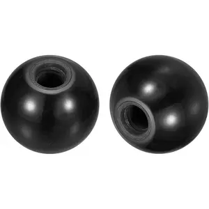 2Pcs Threaded Ball Knobs, M16 Female Thread Phenolic Thermoset Ball Knob 50mm Dia Round Operation Ball Handles for Machine Lever Handle, Black