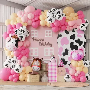 Farm  Theme Party Decorations,160Pcs Apricot   Balloon Arch Kit with Farm  for Western Cowgirl Cowboy  Shower Birthday Party Backdrop First Rodeo Decors