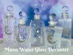 Antique Style Glass Moon Water Ritual Set - includes Spell Ritual Cards & Clear Quartz Stone with *Free* Moon Magic Bundle Printables