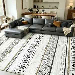 Trendy Viral Moroccan Geometric Area Rug, Machine Washable Ultra Soft Farmhouse Indoor Large Carpet for Living Room Bedroom