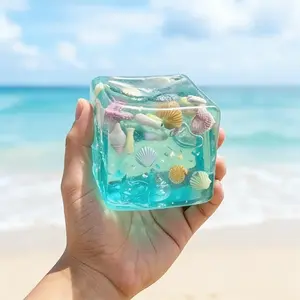 1PC/2PCS/3PCS Ice Cube Stress Balls - Mar1PC/2PCS/3PCS ine Shells Squishy Toy Set, Soft Slow Rise Sensory Fidget Toys for Anxiety Relief, Stretchy Squeeze Balls for Adults