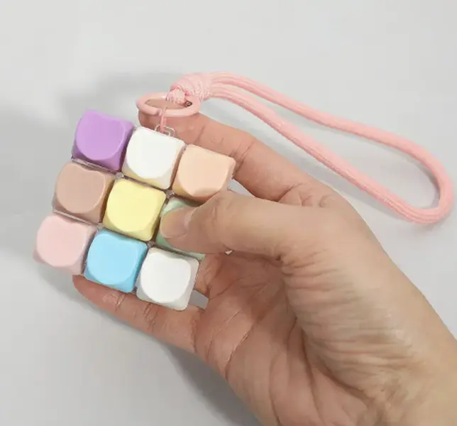 No Brand Assorted Pastel Shades Cube Keychain Fidget Stress Relief Toy - Pocket-Sized Portable Tactile Play Charm, Purse Accessories, Classroom Rewards for Students, Supports Sensory Activities