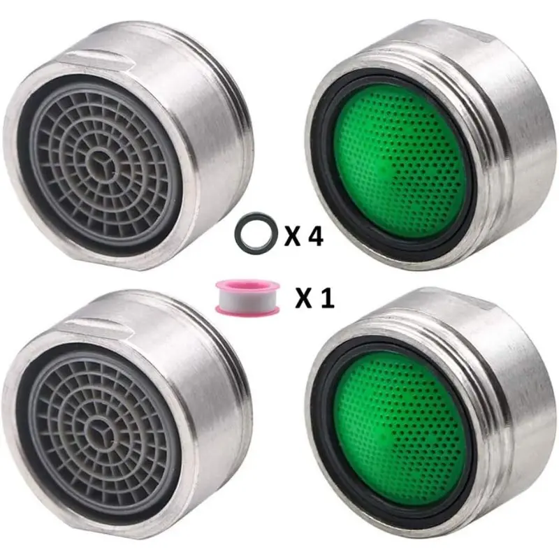 1.5 GPM Faucet Aerator, (24mm)15/16-Inch Male Threads Faucet Bubbler Sink Aerator/Laminar Bubble Water Saving Faucet Aerator with Gasket - Brushed Nickel (4 Pack)