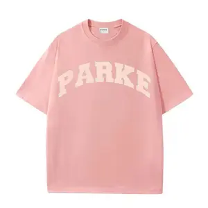 PARKE Unisex Couple Oversized Crew Neck Graphic Print Short Sleeve T-Shirt Casual Basic Layering Top