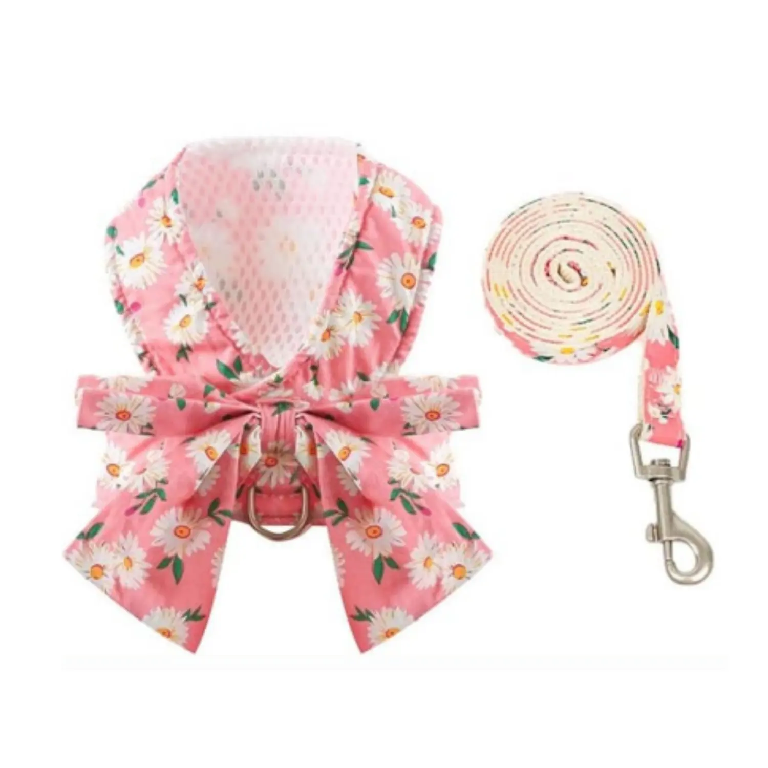 Pink Dog Harness and Leash Set with Bow Knot No Pull Pet Daisy Floral Harness with D-Ring Soft Mesh Dog Harness Vest Set Escape Proof Princess Puppy Harness for Small Girl Dogs Cats(XS)- Home Improvement.