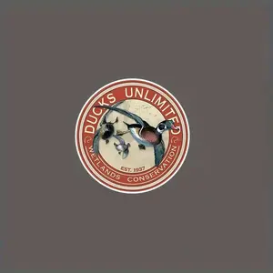 Ducks Unlimited Wetlands Conservation Sticker, Waterproof Round Decal with Vintage Ducks & Geese Art, 1937 sticker for Cars, Trucks, Laptops, Helmets, Toolboxes & Outdoor Decor.