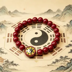 Unisex Beaded Bracelet with Tai Chi & Bagua Charm, Symbolizes Protection & Positive Energy, Inspired by Traditional Chinese Taoist Culture