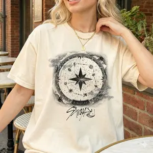Kpop Fan March 25 Anniversary Shirt, Gift for Fans 8 Members Stay, Vibe Vintage Compass Star Graphic Cozy Streetwear Oversized Fan Merch