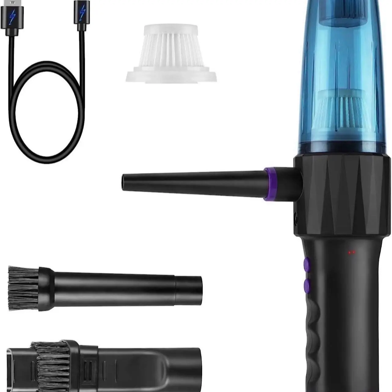 10000mAh Cordless Portable Electronic Air Duster with Copper Tube, Reusable Dual-Use Compressed Air Blower, Efficient Dust Removal for Laptop Keyboards, Cleaning Blinds (with LED Lights for Enhanced Visibility)