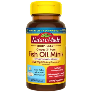 Nature Made Extra Strength Omega-3 Fish Oil Mini Softgels, Dietary Supplement for Heart Health Support