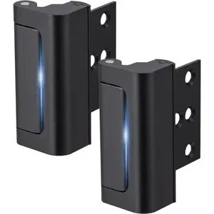 2 Pack Home  Door Lock,Childproof Door Reinforcement Lock,with 3" Stop Withstand 800 lbs,for Inward Swing Doors,Night  Safety Metal Flip Lock Deadbolt Latch (Black)
