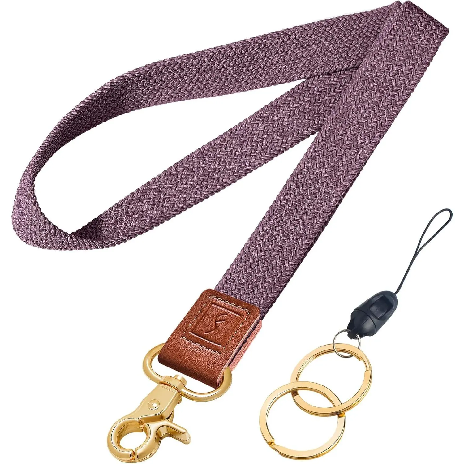 Stretchy Neck Lanyard, Cute Keychain Lanyard for Women Men Teacher, Long Lanyard for ID Badge Holder, Badge Lanyards for Keys Wallet Phone (Smoky Violet)