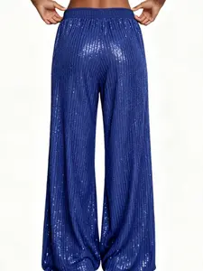 2026 New Sequin Wide Leg Pants, High Waist Loose Straight Trousers, Glitter Pants for Party, Stage, Womenswear Bottom