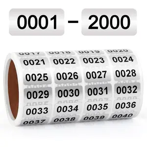 0001-2000 Inventory Number Stickers Labels, Consecutive Small Number Label Tags, Self Adhesive  Vinyl Number Stickers for Inventory Storage Classification
