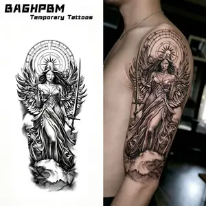 BAGHPBM Sacred Order Goddess of Justice Flower Arm Large Waterproof Tattoo Stickers for Men and Women Temporary Tattoos,summervibes