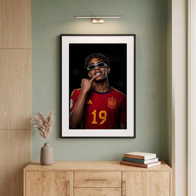 Lamine Yamal Poster Football Soccer Wall Art Euro Champion Print Modern Athlete Portrait Sports Room Decor Spain Fan Gift