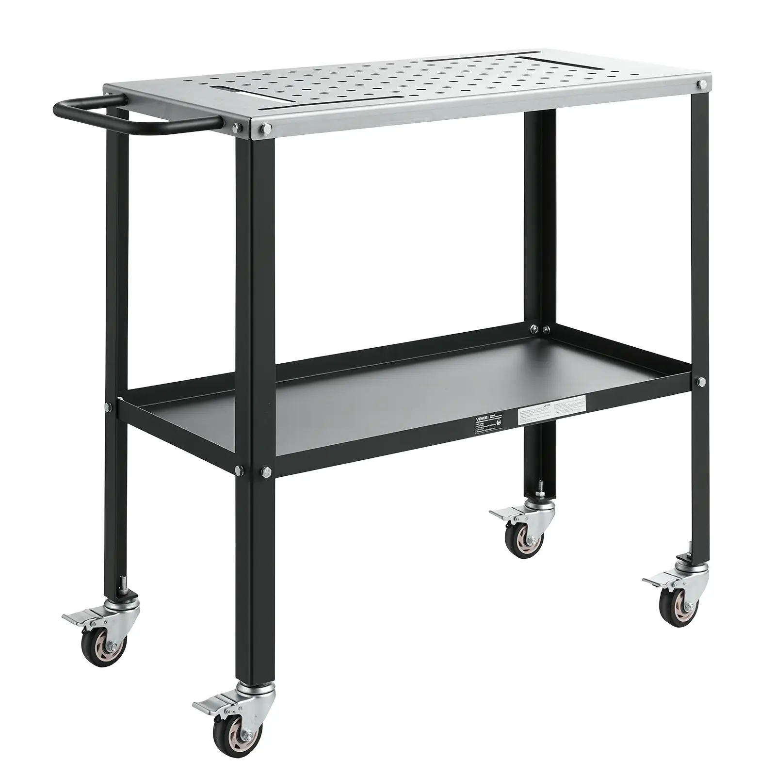 VEVOR Welding Table 36" x 18" Movable Welding Workbench 1200LBS Capacity, Heavy-Duty Steel Work Table Platform with 4 Lockable Casters, 4 Tool Slots, 0.63" Fixture Holes, Tool Tray for Workshops