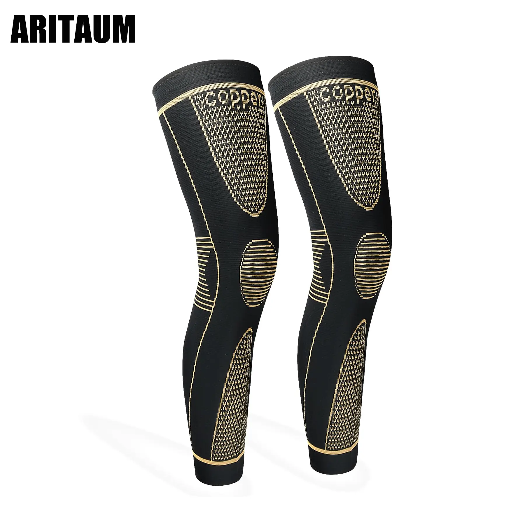 Copper Infused Leg Compression Sleeve, Full Leg Support Brace with Anti-Slip Pads for Men and Women, Joint Relief for Running, Unisex Wear, Multi-Size, Sporty Protective Gear, Joint Pain Relief