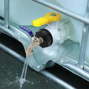 Ibc Tank Adapter with 3/4 Inch Outlet Faucet, Garden Hose, Durable Brass Material, Rust Resistant Design, Ideal for Gardening & Industrial Applications